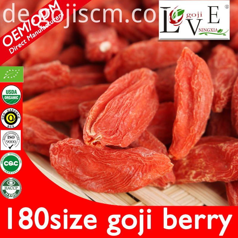 180er EU-Zertifikat Getrocknete Goji-Beere 180size EU Certificate Dried Goji Berry